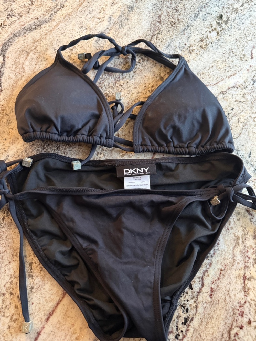 DKNY Black Triangle Tie-Side Bikini